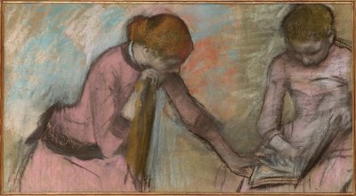 Bir albüme bakan genç kızlar, 1884 dolayları (kartın üzerine serilen kağıt üzerine pastel) by Edgar Degas
