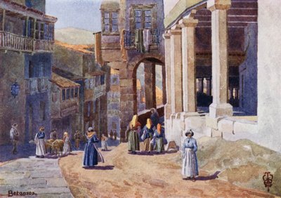 Kuzey İspanya: Betanzos, Sütunlu Calle (renkli taş) by Edgar T. A. Wigram