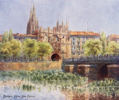 Kuzey İspanya: Burgos, Arco Sta Maria (renkli taş) by Edgar T. A. Wigram