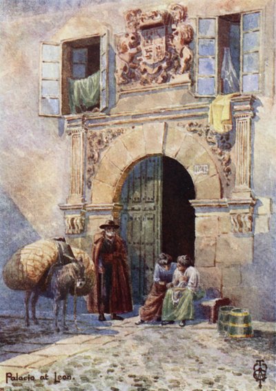 Kuzey İspanya: Leon, Eski Bir Saray Kapısı (renkli taş) by Edgar T. A. Wigram