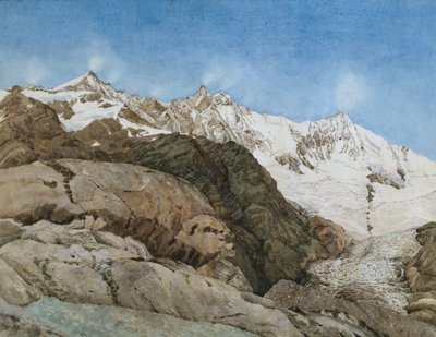 The Mischabe Horner, Saas-Fee, Valais, İsviçre (kağıt üzerinde guaj boya ile tuvalet) by Edith A. Paine