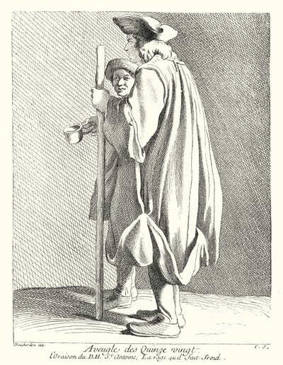Quinze-Vingts Hastanesinden Kör Adam (gravür) by Edmé (after) Bouchardon
