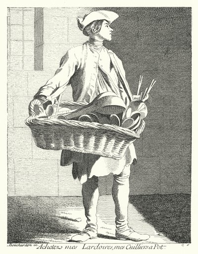 Tavalarımı ve Kaşıklarımı Satın Al (gravür) by Edmé (after) Bouchardon