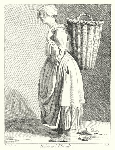 İstiridye Satıcısı (gravür) by Edmé (after) Bouchardon