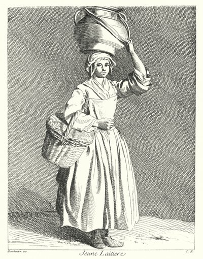 Genç Sütçü Kız (gravür) by Edmé (after) Bouchardon