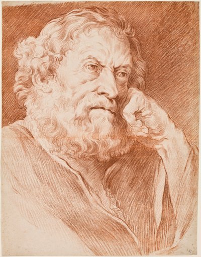 Sakallı bir adamın başı, 18. yüzyılın ortalarında (kağıt üzerinde tebeşir) by Edmé Bouchardon