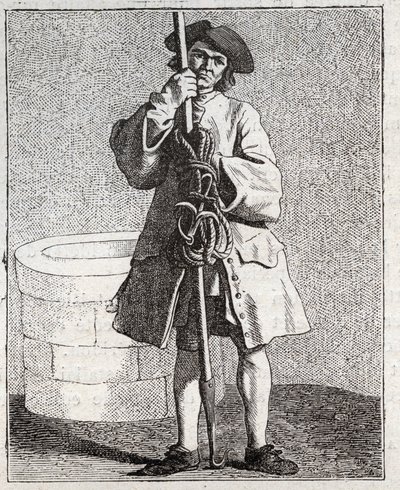 Kuyu temizleyicisi - Pepetit metier de Paris (Aşağı İnsanlarda veya Paris Krizinde alınan çalışmalar) - Edme Bouchardon (1698-1762) tarafından yapılan gravür by Edmé Bouchardon