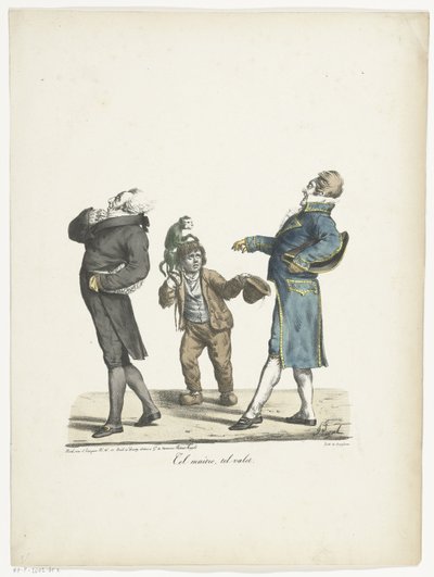 Adam ve hizmetçisi kibirli bir şekilde dilenen bir çocuğun yanından geçiyorlar Tel maître, tel valet (nesne üzerindeki başlık) by Edme Jean Pigal