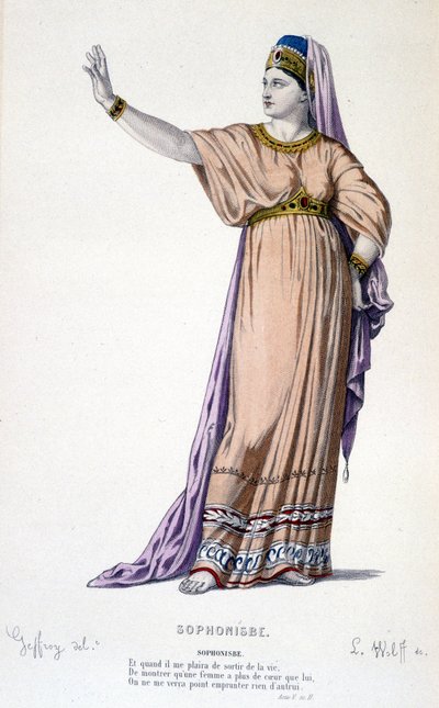 Sophonisbe trajedisindeki Sophonisbe karakteri - Full Theatre: (Corneille oyun koleksiyonu) çizimi Geffroy, gravürü L. Wolff - ed. Laplace, Sanchez ve Cie, Paris 1884 by Edmond Aime Florentin Geffroy