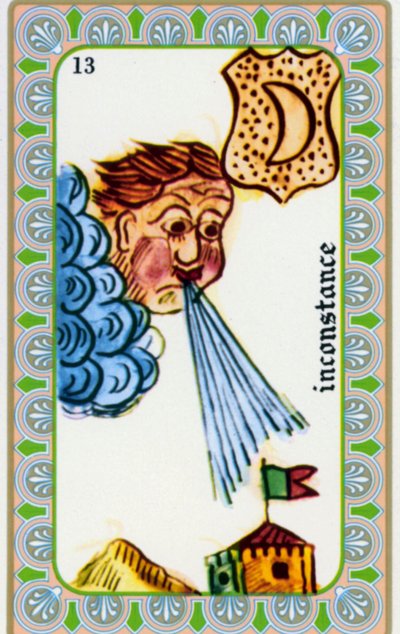 Edmond Billaudot tarafından çizilen büyücü Belline tarafından tarot c. 1845 ve kahin Belline'e yeniden yayınlanması için verildi: kararsızlığın kartı: rüzgar esiyor by Edmond Billaudot