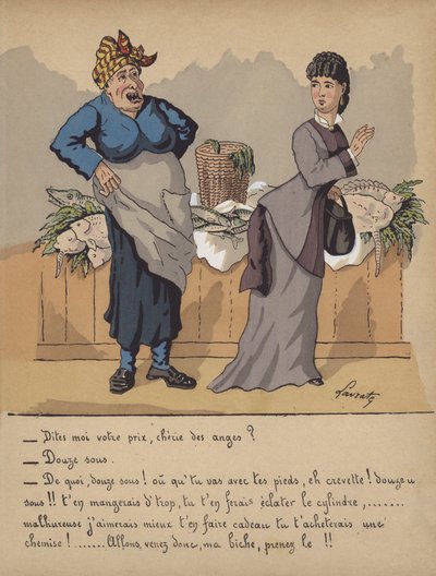 Bir balıkçı tezgahında konuşma (renkli taş) by Edmond Lavrate