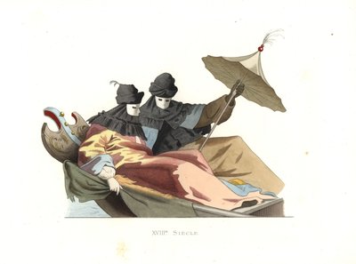 bauta maskeleri takan Venedikliler by Edmond Lechevallier Chevignard