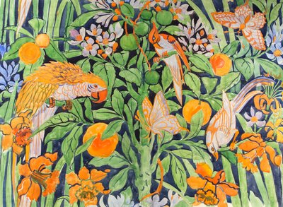 Jungle Chat c1930 (kağıt üzerinde guaj) by Edmund Hunter