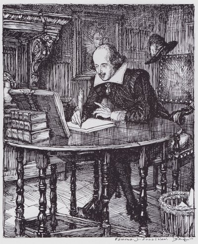 Shakespeare çalışmasında (lito) by Edmund Joseph (after) Sullivan