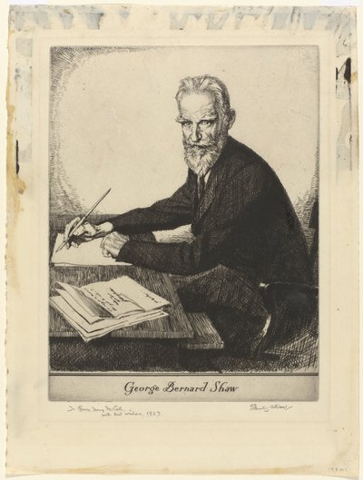 Portret van George Bernard Shaw George Bernard Shaw (nesne üzerindeki başlık) by Edmund Joseph Sullivan (signed by artist)
