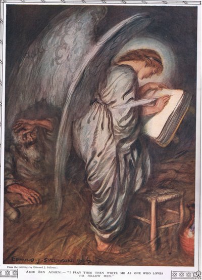 Abou Ben Adhem ve melek, 1917'de yayınlanan 'Bibby Annual'dan by Edmund Joseph Sullivan