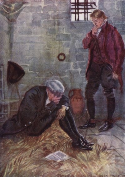 Oliver Goldsmith tarafından Wakefield Papazı için illüstrasyon (renkli taş) by Edmund Joseph Sullivan