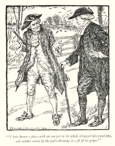 Oliver Goldsmith (lito) tarafından Wakefield Papazı için illüstrasyon by Edmund Joseph Sullivan