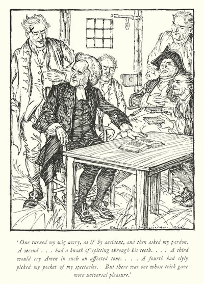 Oliver Goldsmith (lito) tarafından Wakefield Papazı için illüstrasyon by Edmund Joseph Sullivan