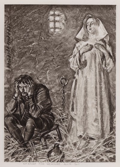 Ölçü için Ölçü, Perde III, Sc I (lito) by Edmund Joseph Sullivan