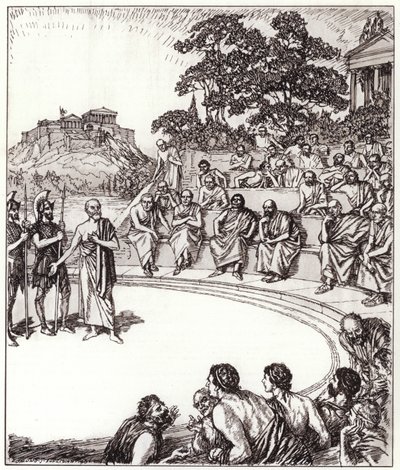 Yargıçlarının huzurunda Sokrates (lito) by Edmund Joseph Sullivan