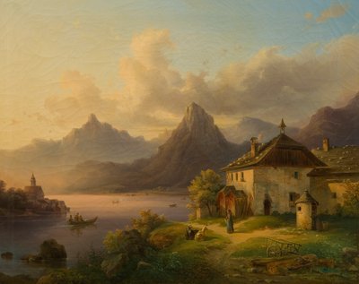 Bir dağ gölü ile manzara by Edmund Mahlknecht