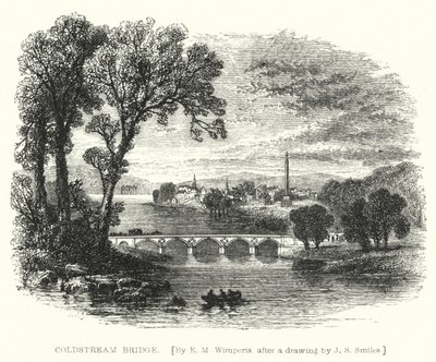 Coldstream Köprüsü (gravür) by Edmund Morison (after) Wimperis
