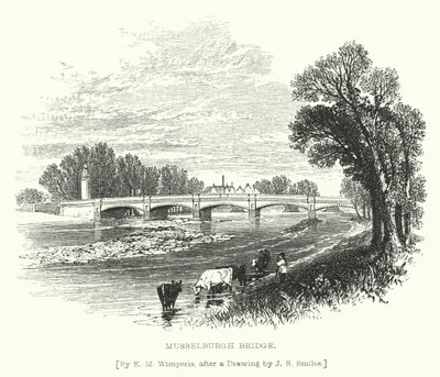 Musselburgh Köprüsü (gravür) by Edmund Morison (after) Wimperis