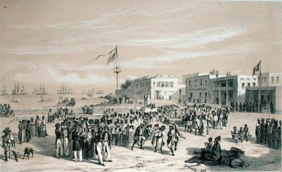 Hükümet Meydanı, Goree Adası, Senegal, 1840 dolayları (lito) by Edouard Auguste Nousveaux