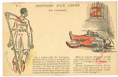 Kartpostal, Renklerde Hiciv: Dreyfus olayı - Henry Albay Çizimi, Couturier (1869-1935) by Edouard Couturier