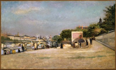 Pont des Arts ve Pont-Neuf, Pont des Saints-Pères kıyısından görülüyor, 1880 civarı (tuval üzerine yağlıboya) by Edouard Cremieux