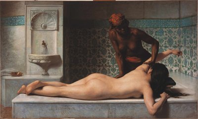 Masaj, hamam sahnesi, 1883. by Edouard Debat Ponsan