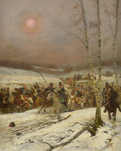 Kazaklar, bir Şeref Muhafızları filosuna saldırdı, c. 1910 by Jean Baptiste Edouard Detaille