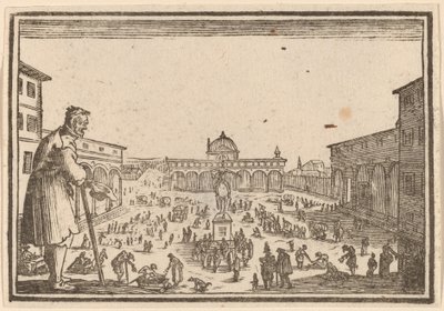 Piazza SS. Annunziata, Floransa by Edouard Eckman after Jacques Callot