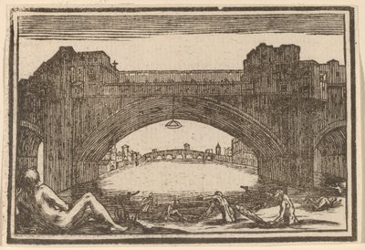 Ponte Vecchio, Floransa by Edouard Eckman after Jacques Callot