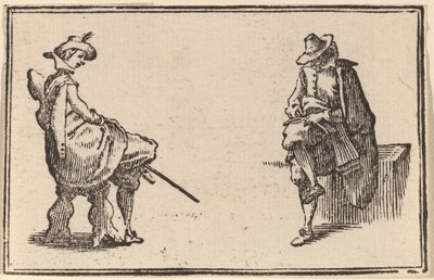 İki Oturan Figür by Edouard Eckman after Jacques Callot