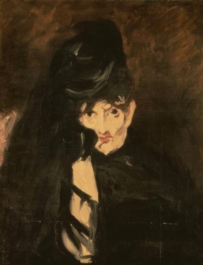 Uzun duvaklı yas şapkalı Berthe Morisot by Édouard Manet