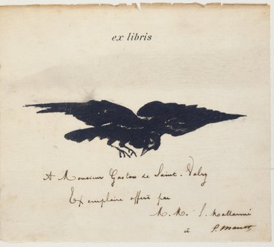 Ekslibris, Edouard Manet tarafından örnek olarak litografiyle basılmıştır: Edgar Allen POE. Karga. Kuzgun. Edouard Manet'nin çizimleriyle Stéphane Mallarmé'nin çevirisi by Édouard Manet