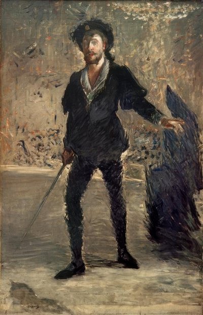 Hamlet rolünde Faure portresi by Édouard Manet