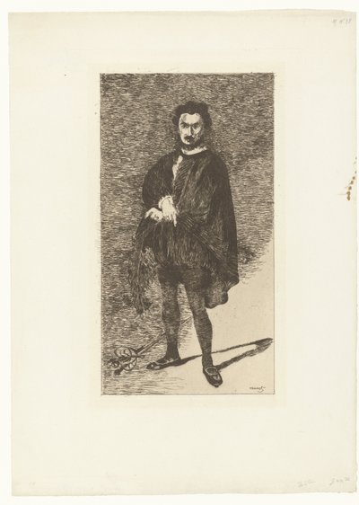 Portret van oyuncusu Philibert Rouvière de rol van Hamlet
