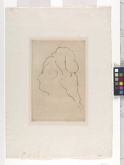 Eva Gonzales'in Sola Dönmüş Profili (gravür) by Édouard Manet