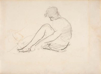 Oturan kadın (Bir erkeğin kafasının hafif bir çizimi) by Édouard Manet
