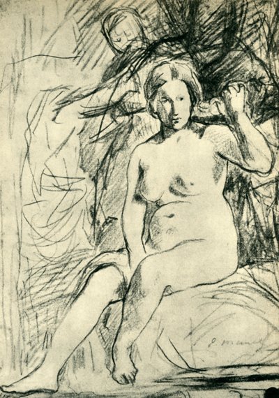 Oturan Çıplak La Toilette Çalışması, 1858-1860, 1943. by Édouard Manet