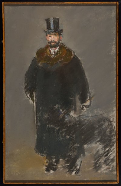 Köpekli Adam, 1882 civarı (tuval üzerine pastel, gri guaj zemin ile hazırlanmış) by Édouard Manet