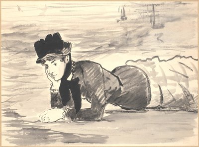 Sahilde yatan kadın. Annabel Lee by Édouard Manet