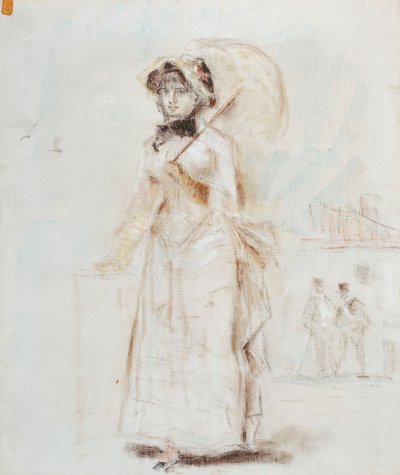 Açık Şemsiye ile Yürüyen Kadın; Gezinti Yolunda Açık Şemsiye Tutan Kadın, 1880 by Édouard Manet