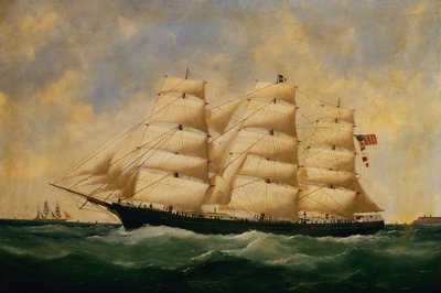 ABD Yelkenli Gemisi, Le Havre açıklarında Servia (tuval üzerine yağlı boya) by Edouard Marie Adam
