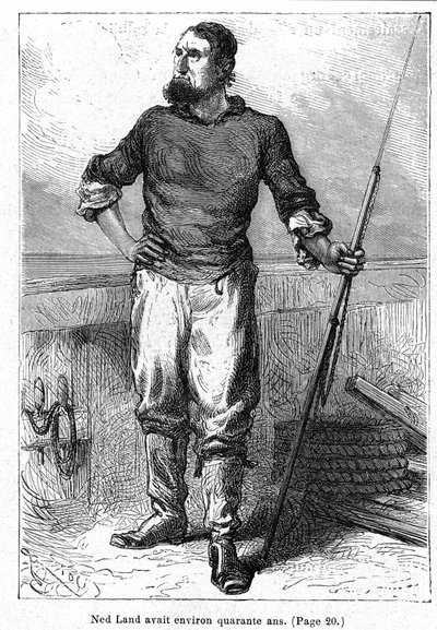 Jules Verne tarafından yazılan 'denizler altında 20.000 fersah' için illüstrasyon by Edouard Riou