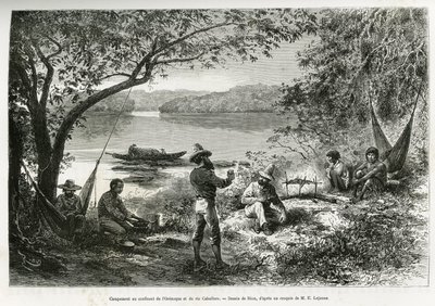 Kaşiflerin kampı, Orenoque ve Cabullero nehrinin birleştiği yerde. Yeni Granada ve Venezuela