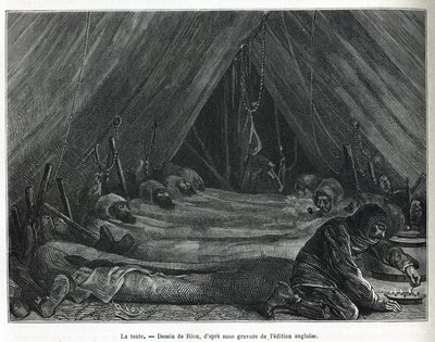 Buz kütlesi üzerindeki çadırın içi, Riou tarafından 1875-1876